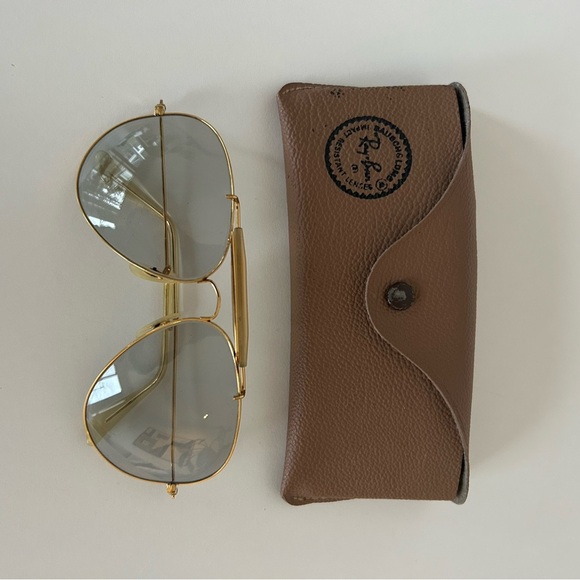 1970’s Vintage B&L Ray-Ban Outdoorsman Gold Aviator 62-14 Sunglasses - Picture 2 of 10